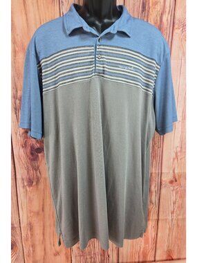 Travis Mathew Blue & Gray Striped Polo Shirt XXL